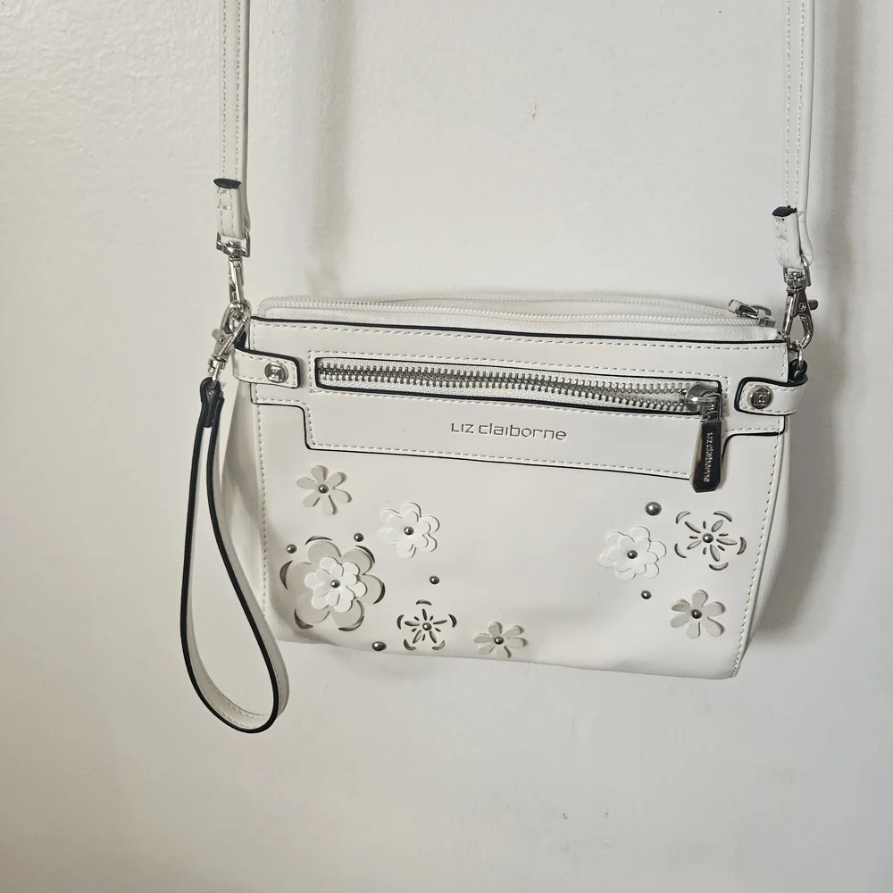Liz Claiborne White Floral Crossbody Bag